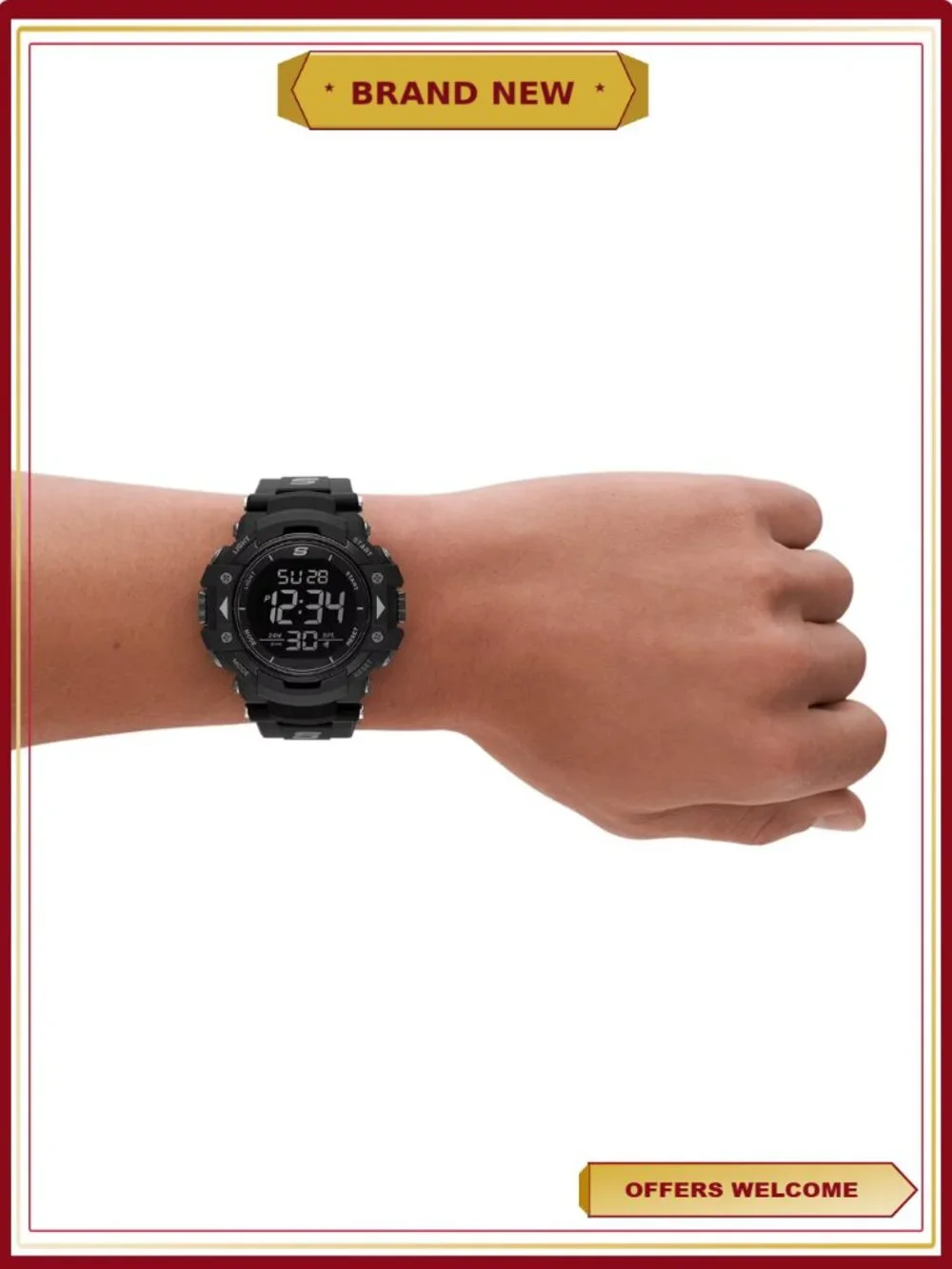 Men's Digital Chronograph Sport Watch with Backlight, Negative Display,